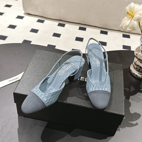 cc 25c slingback 55mm cross line pattern light blue denim 237487