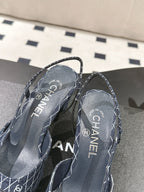 cc 25c slingback 55mm cross line pattern dark blue denim 237488