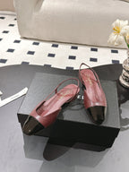 cc 25c slingback flat 15mm cross line pattern burgundy lambskin 237491