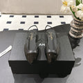 cc 25c slingback flat 15mm cross line pattern black lambskin 237492