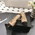 cc 25c slingback 55mm cross line pattern beige lambskin 237495