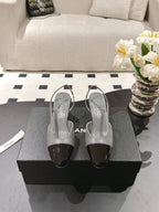 cc 25c slingback 55mm cross line pattern grey lambskin 237497