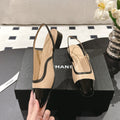 cc 2024k slingback 30mm beige black pattern calfskin 237499