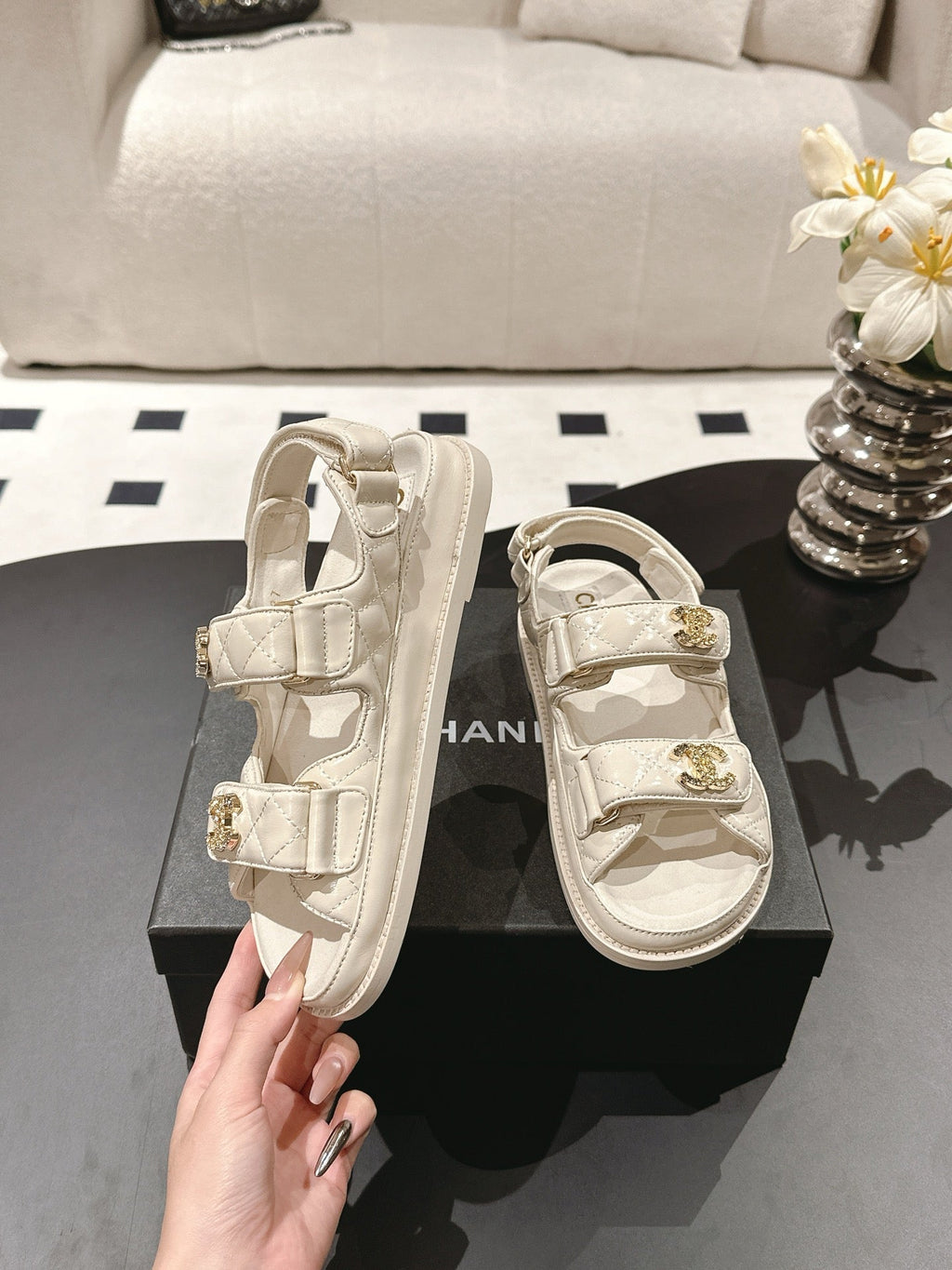 cc 25p dad sandal cream leather 237558
