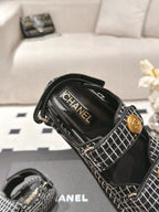 cc 25p dad sandal black white tweed 237565