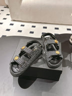 cc 25p dad sandal black white tweed 237565
