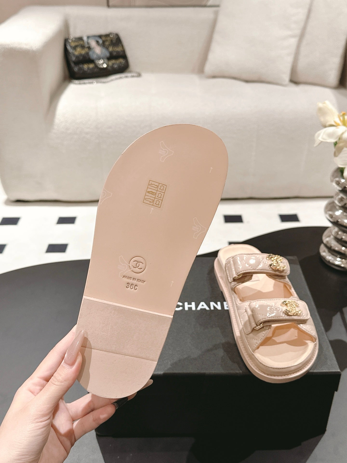 cc 25p dad mule sandal peach leather 237570
