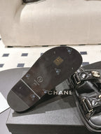 cc 25p logo with pearl mule sandal black leather 237585