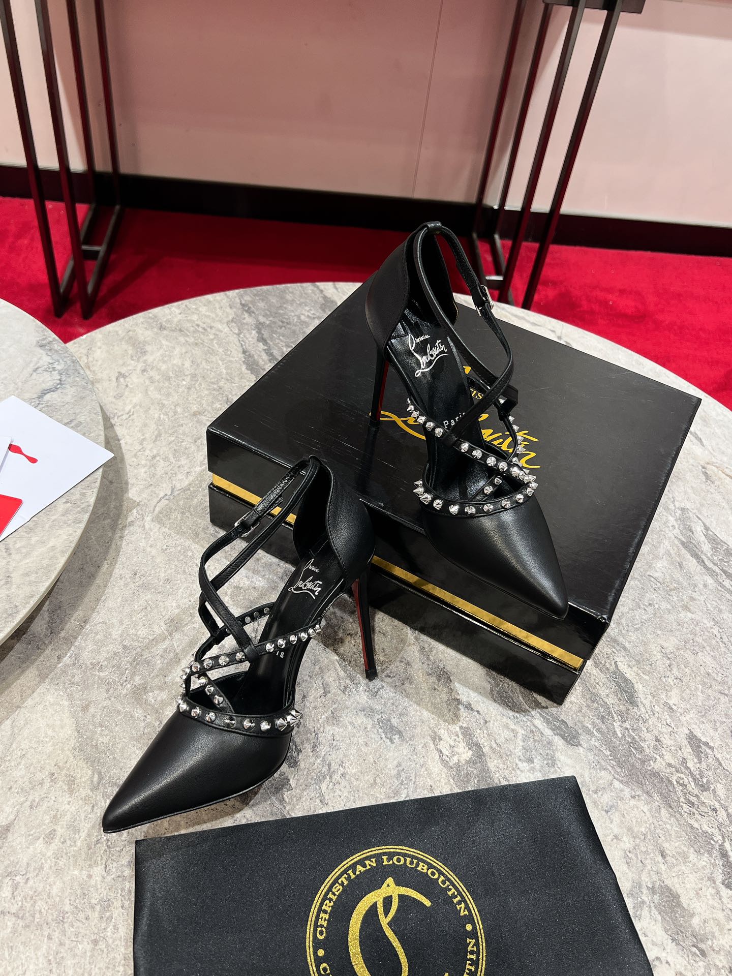 CL Tatooshka Spikes Pump 100mm Nappa Leather Black