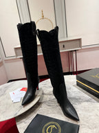 CL Santia Botta 85 mm Leather And Veau Velours Embroidery Black