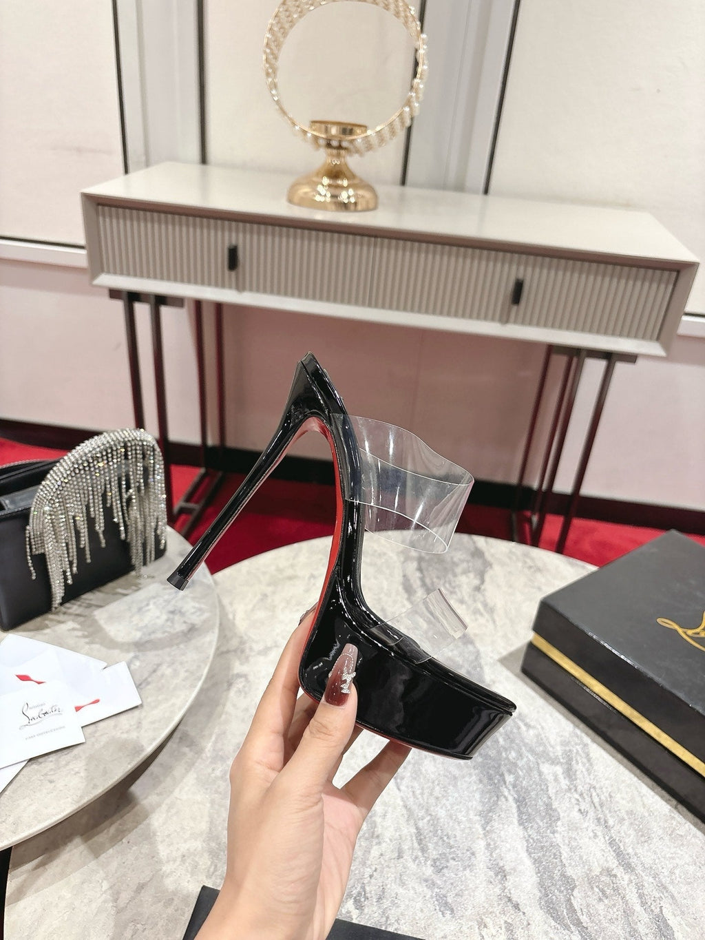 CL Just Nothing Alta 150mm Black Patent Calfskin