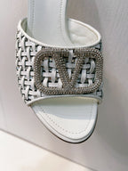 VT High Heeled Sandals White Sheepskin 292788