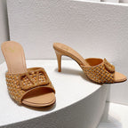 VT High Heeled Sandals Pure Brown Sheepskin 292789
