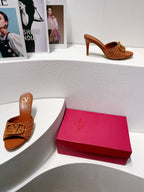 VT High Heeled Sandals Brown Sheepskin 292794