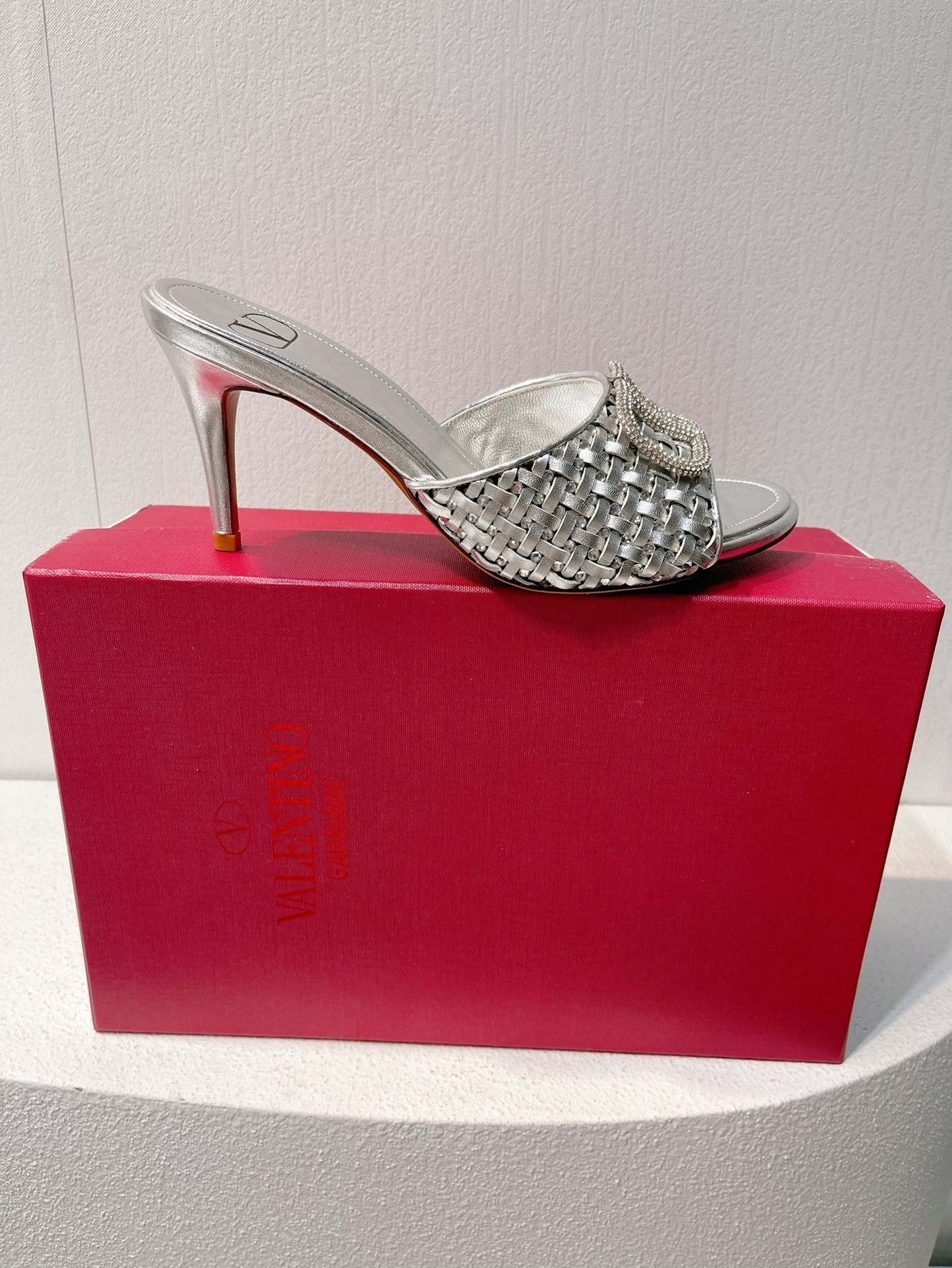 VT High Heeled Sandals Silver Sheepskin 292798