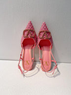 VT High Heeled Slingbacks Pink Sheepskin 292802
