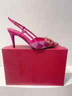 VT High Heeled Slingbacks Fuchsia Pink Sheepskin 292821