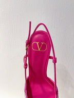 VT High Heeled Slingbacks Fuchsia Pink Sheepskin 292821