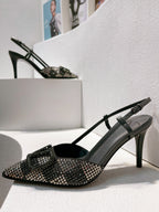 VT High Heeled Slingbacks Charcoal black Sheepskin 292824