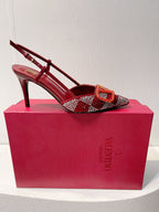 VT High Heeled Slingbacks Ruby Red Sheepskin 292825