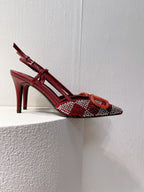VT High Heeled Slingbacks Ruby Red Sheepskin 292825