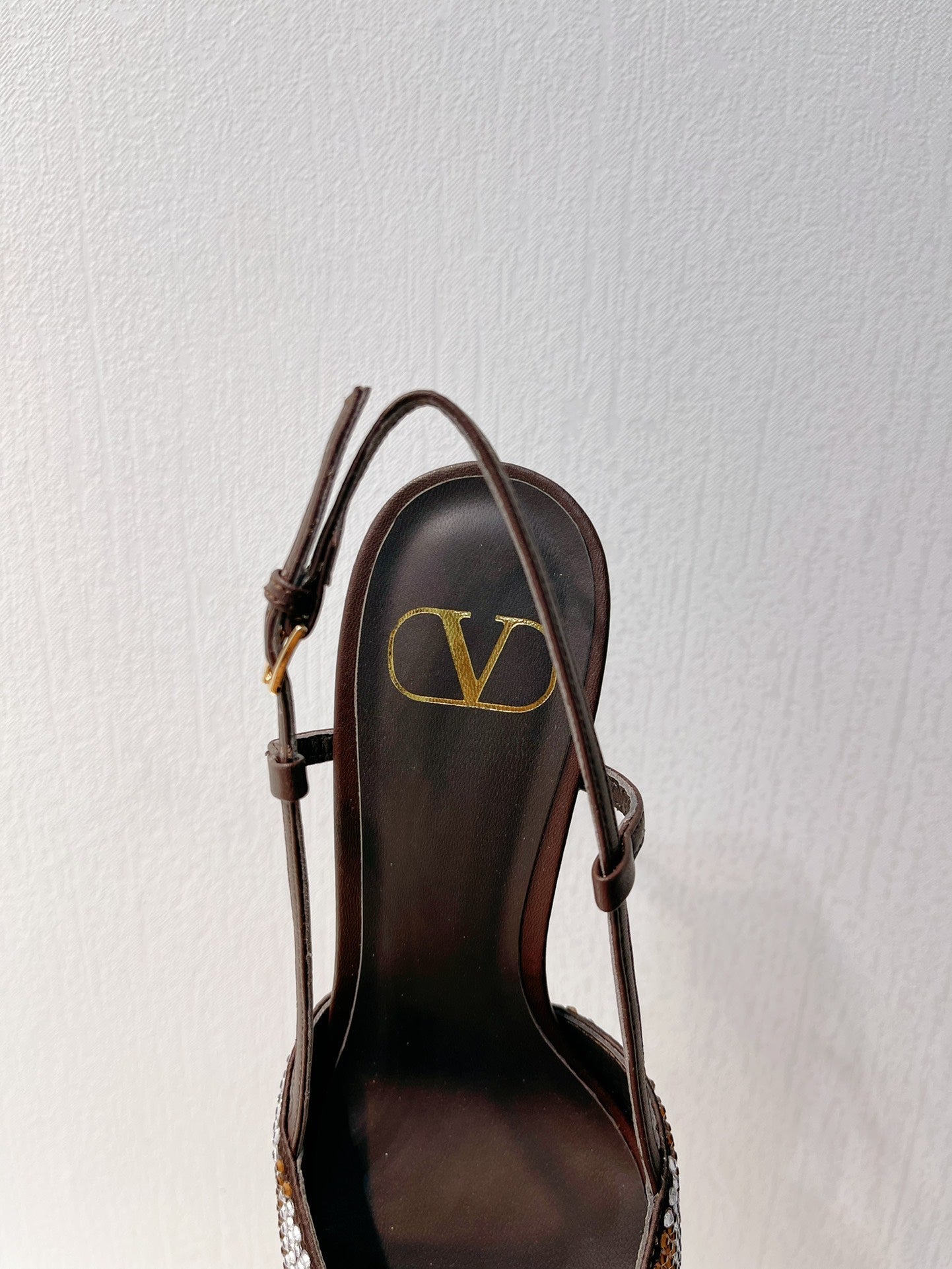 VT High Heeled Slingbacks Brown Chocolate Sheepskin 292826