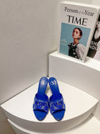 VT High Heeled Sandals Blue Sheepskin 292839