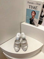 VT High Heeled Sandals Silver Sheepskin 292844