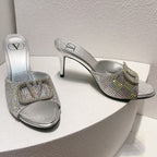 VT High Heeled Sandals Silver Sheepskin 292844