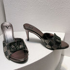 VT High Heeled Sandals Gray Sheepskin 292845