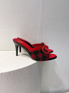 VT High Heeled Sandals Red mix Black Sheepskin 292847
