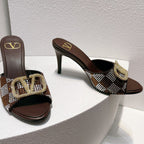 VT High Heeled Sandals Brown Sheepskin 292848