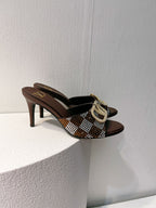 VT High Heeled Sandals Brown Sheepskin 292848