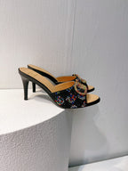 VT High Heeled Sandals Black Sheepskin 292851