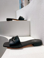 VT Moon Slides in Leather Black Cowhide 292857