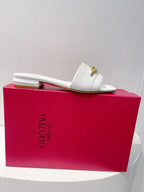 VT Moon Slides in Leather White Cowhide 292858