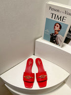 VT Moon Slides in Leather Red Cowhide 292859
