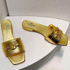 VT Moon Slides in Leather Gold Cowhide 292862