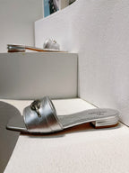 VT Moon Slides in Leather Silver Cowhide 292863