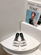 VT Moon Slides in Leather White Cowhide 292865