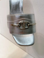 VT Leather Mules Silver Cowhide 292874