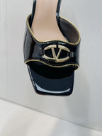 VT Mid Heel Mule Sandal Black Sheepskin 292757
