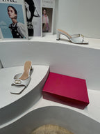 VT Mid Heel Mule Sandal White Sheepskin 292758