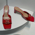 VT Mid Heel Mule Sandal Red Sheepskin 292759