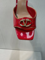 VT Mid Heel Mule Sandal Red Sheepskin 292759