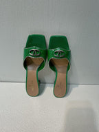 VT Mid Heel Mule Sandal Green Sheepskin 292760