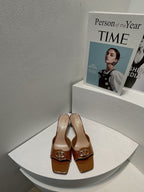VT Mid Heel Mule Sandal Brown Sheepskin 292762