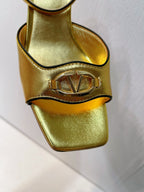 VT Sandals Heels 50mm Gold Cowhide 292774