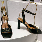 VT Sandals Heels 70mm Black Cowhide 292777