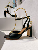 VT Sandals Heels 70mm Black Cowhide 292777